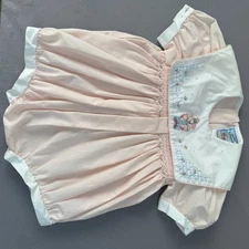 Vintage Daisy Kingdom Baby Girl Romper Bunny Embroidery Smocked Pink White 12M