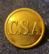 CIVIL WAR CONFEDERATE ARMY GENERAL SERVICE "C S A" BUTTON ALBERT # CS-81-B COAT