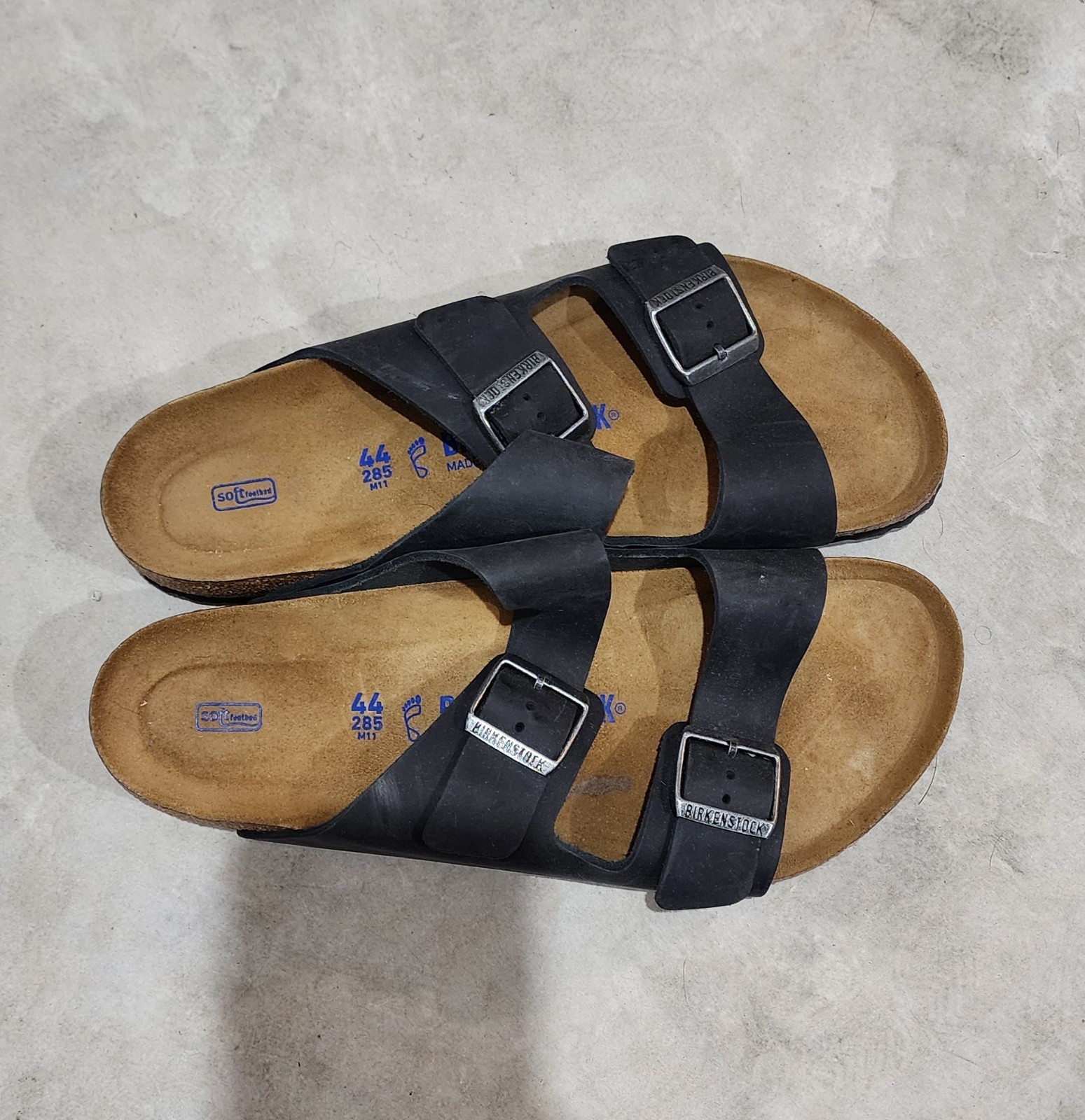 Birkenstock Arizona Soft Footbed Leather Sandals Black EU 44/US