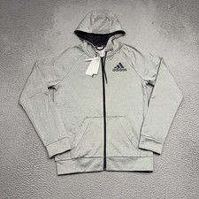 Adidas Game and Go Hoodie Men's Medium Grey Black Full Zip Jacket Fleece HL2186
