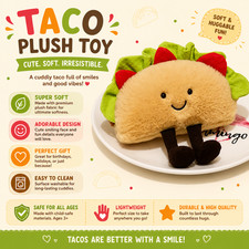 Jelly/cat. Amuseable Taco Plush Toy – 15cm (5.9”) Soft & Squishy Stuffed Food.