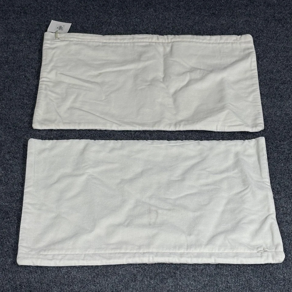 2 Williams Sonoma Home Claire Ikat Embroidered Linen Lumbar Pillow Covers 14x22 - Image 2 of 4