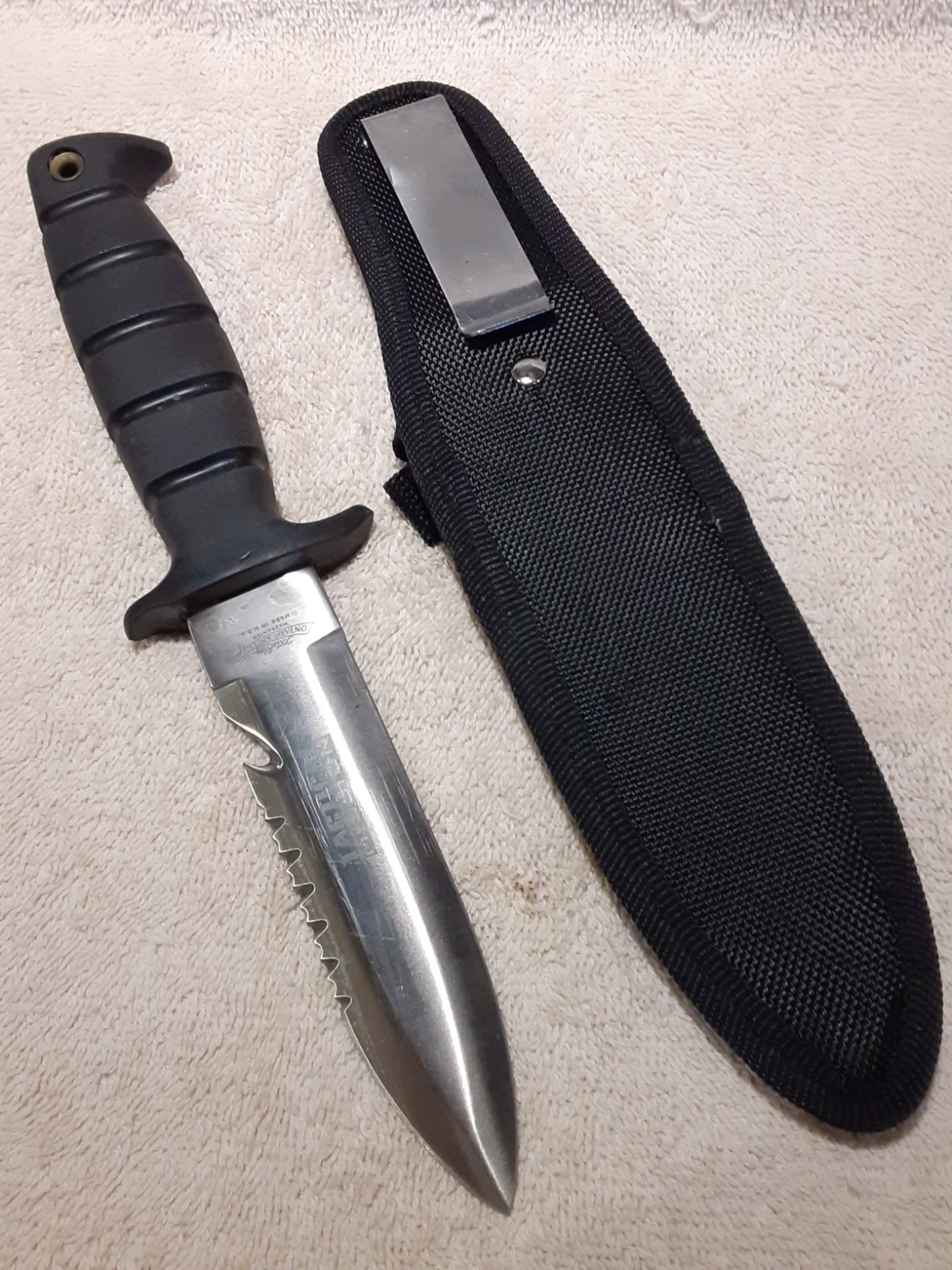Ontario Knife Co. USA Tactical Mission Combat Survival Hunting Knife W Sheath