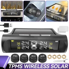 Real Time Solar Trailer TPMS RV Tire Tyre Pressure Monitoring System 4 Sensors