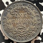 1840-(M) India 1 Rupee Lot#JM9314 Silver! Nice! KM#457.6