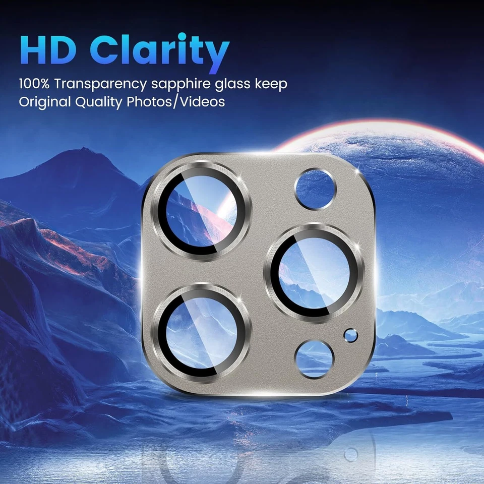 Protector de cubierta completa de lente de cámara de vidrio metálico para iPhone 15 Pro Max 15 Pro Plus Foto 4 de 4