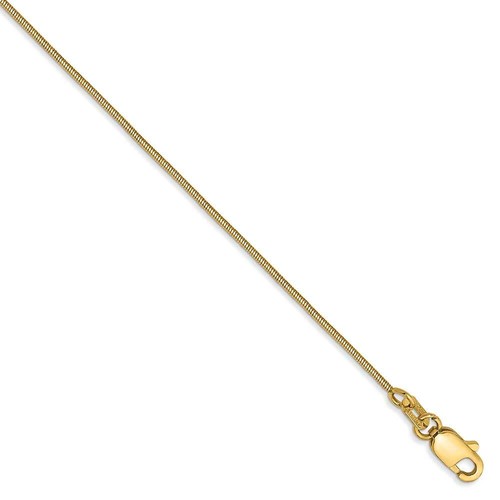 14k Gold .8mm Round Snake Chain Anklet 10" - 第 1/2 張圖片