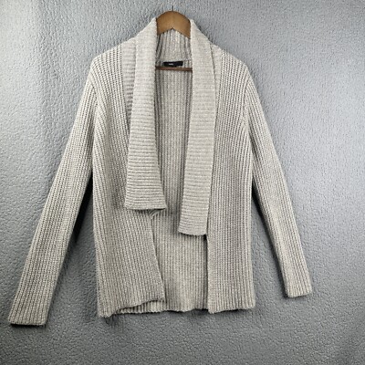 Fate Cardigan Womens Small Gray Knit Open Front Long Sleeve Wool Nylon 