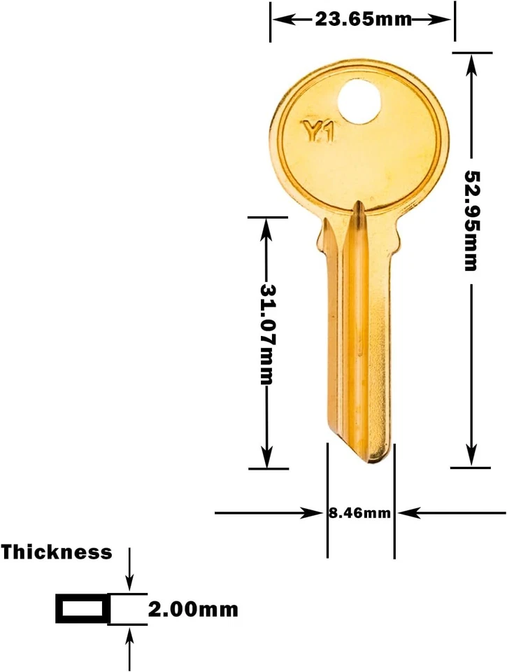 50PCS 5YA1 KEY BLANKS FOR LOCKSMITH FITS Y1 KEY SET BRASS FINISH Y1 KEY BLANK - Image 2 of 4