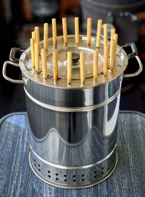 RUKAUF Grilleimer Schaschlikeimer Grilltonne Schaschliktonne Edelstahl 1Wand 20 Spiesse