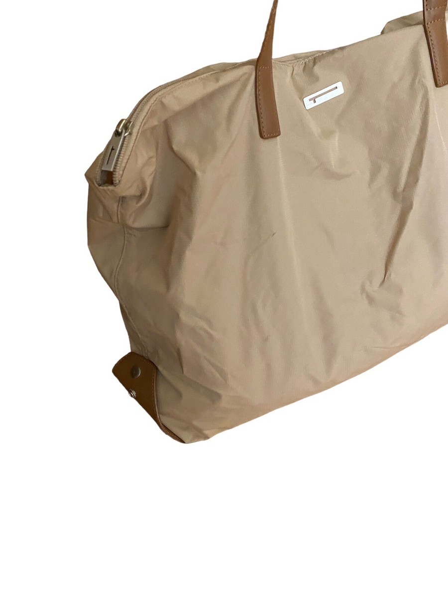 Tumi Nylon Tote Tan Leather Trim Travel Bag 19Wx13Hx6
