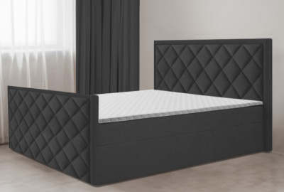 Boxspringbett DORMI 2 mit Fußteil Bett mit Bettkäsen Topper H3 140 160 180 200