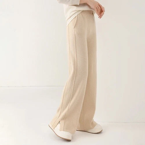 Pantalones sueltos de cachemir de cintura alta para mujer - Imagen 25 de 31
