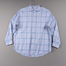 Brooks Brothers Dress Shirt XL Blue Plaid Supima Cotton Non-Iron Spread Collar