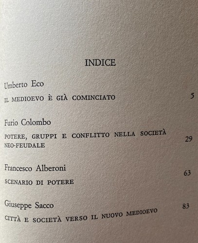 UMBERTO ECO FURIO COLOMBO FRANCESCO ALBERONI G. SACCO DOCUMENTI NUOVO MEDIOEVO - Picture 11 of 12