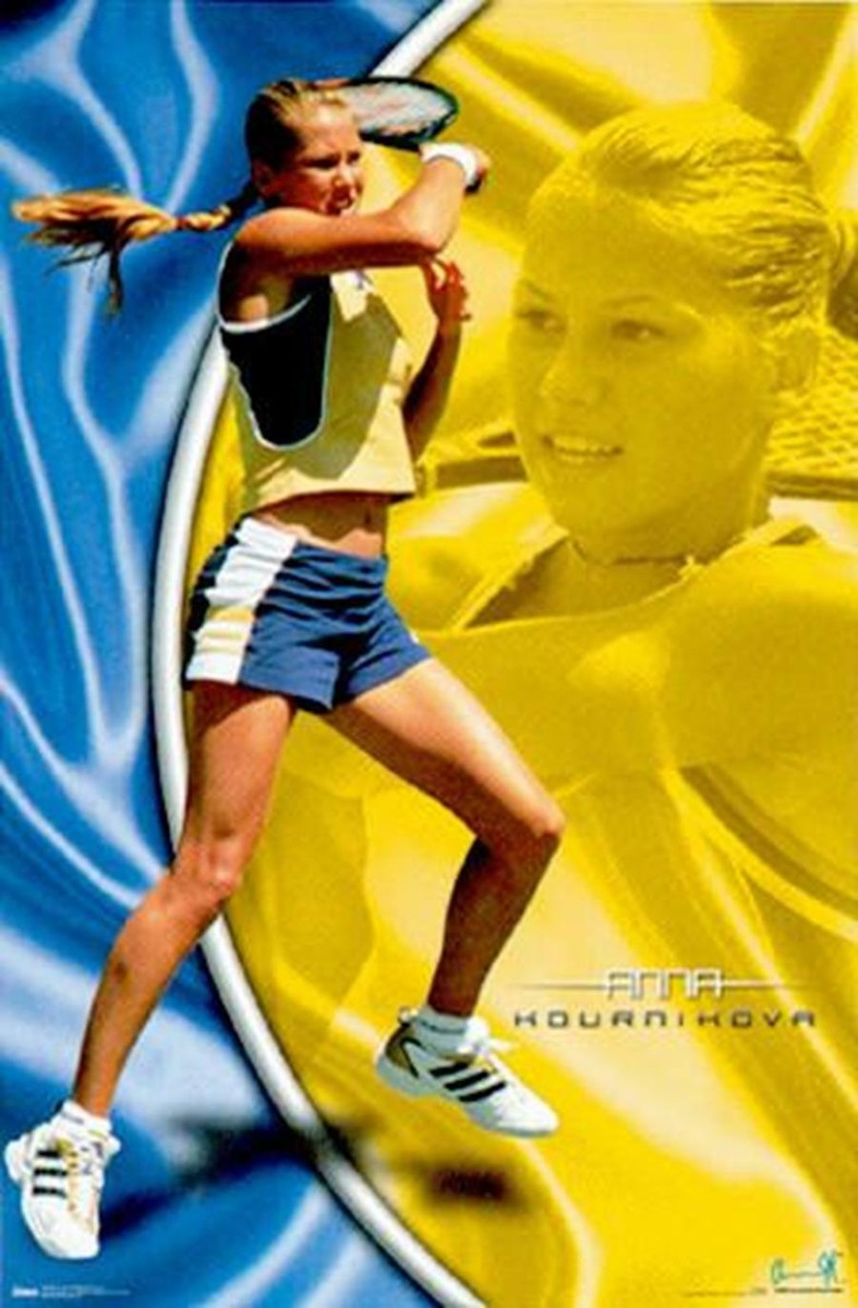 Sexy Young Anna Kournikova Tennis Action Shot 34x22 Art Poster