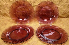 4 DURALEX glass Rivage Amethyst 7 3/4" salad plates France Bormioli Rocco