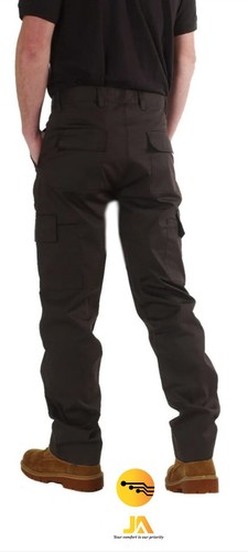 Men's Cargo Trousers Work trouser pocket Black Grey Khaki Heavy duty - Picture 4 of 5
