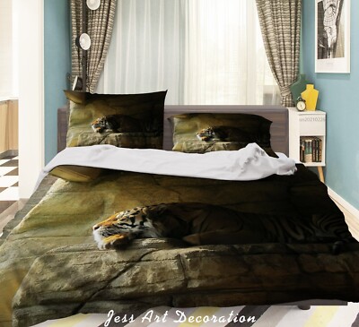 3D Indoor Tiger Cave Stone Sunshine Quilt Cover Set Bedding Sets Pillowcases 64