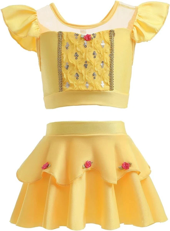 Niñas Princesa Trajes de Baño 2 Piezas Tankini Playa Surf Trajes de Baño Elegante Traje de Baño Foto 3 de 4