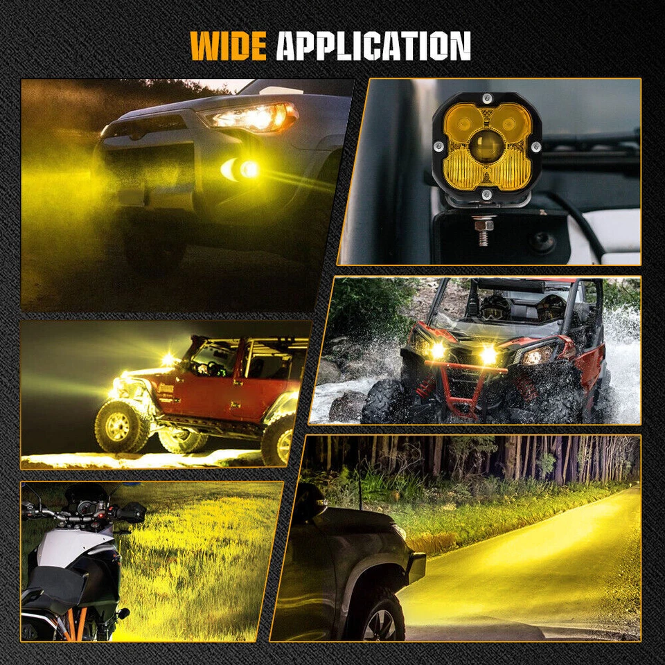 2x Laser 3"" lâmpadas de trabalho LED para condução offroad pods para Ford-150 Chevy branco amarelo - Imagem 4 de 4