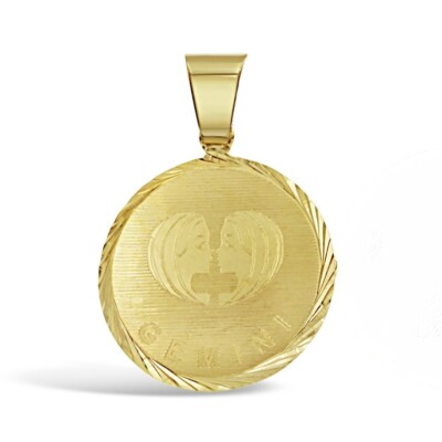 14k Gelbgold Zwillinge Anhänger Sternzeichen Sternzeichen Charm 1,5''