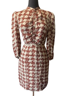 burberry brit shirt dress Burberry Brit Silk Brown And Beige Knee Length Shirt dress