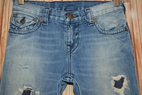 True Religion Boys Jack Straight Factory Distress NO.1 Blue Jeans Sz 10 - Picture 8 of 12