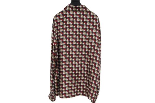 Camisa de pijama con botones Dolce & Gabbana para hombre 42 XL roja tostada seda geométrica - Imagen 2 de 9