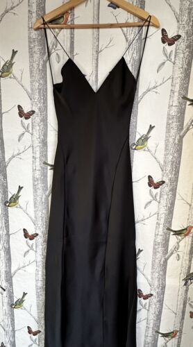 ZARA BLACK SATIN BACKLESS SLIP DRESS OPEN BACK SIZE M UK 10 - Picture 13 of 16