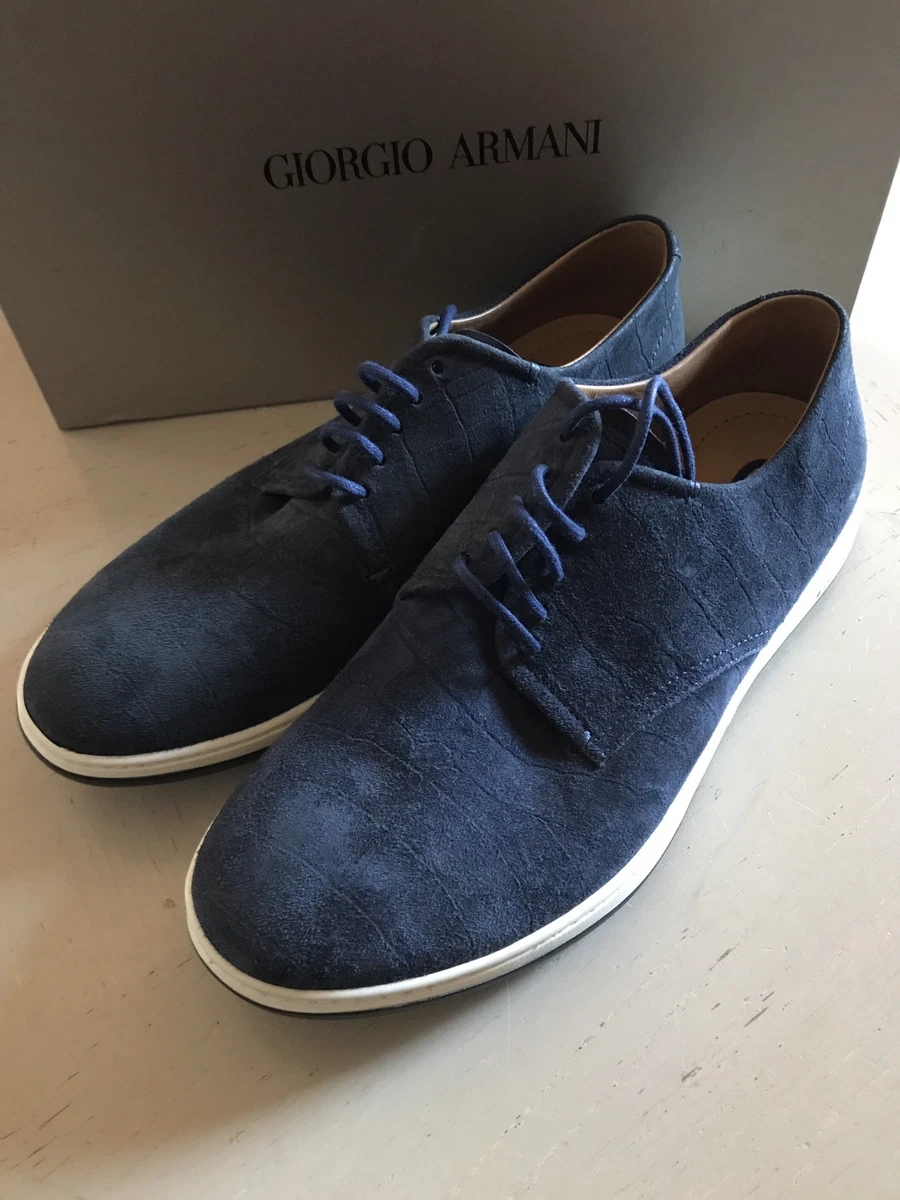 New 750 Giorgio Armani Suede Shoes Blue Size 6 39 Eu Italy