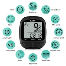 -Bike Computer Bicycle Waterproof Wired Speedometer and Odometer Stopwatch Cycle