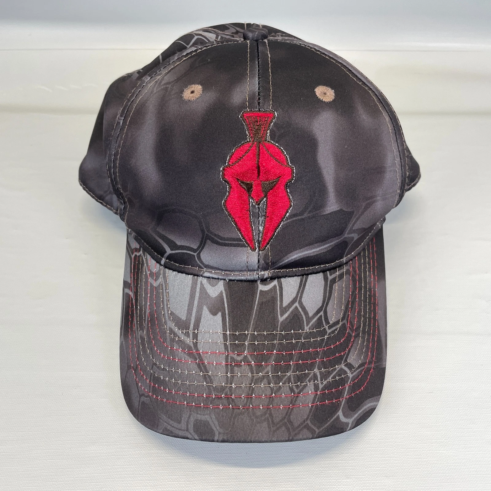 Kryptek Red Spartan Helmet Hat Gray Camo Snapback Adjustable Cap