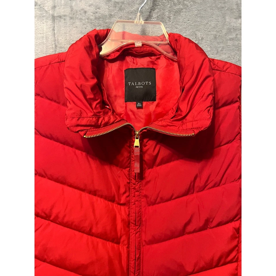 Talbots Petite XL Red Puffer Vest Quilted Down Fill Sleeveless Jacket Coat Fall - Image 2 of 4