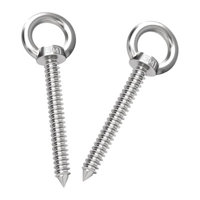  Heavy Duty Eye Hooks, 304 Stainless Steel Self Tapping Eyelet Screw 5-Inch M10