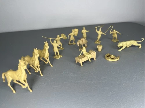 Marx Original Ben Hur 54mm Figures Tiger Horses Chaise Lounge Woman Donkey Lot
