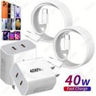 PD 40W Fast Charger Block USB C Type C Cable For iPhone Air 17 16 15 Pro Samsung