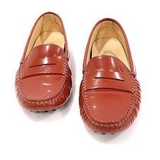 Tods Red Brown Patent Gommino Driving Loafers 35.5 128280489