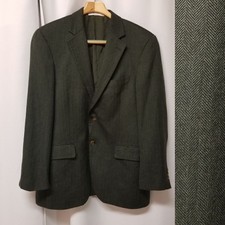 Vintage John W Nordstrom 100 Cashmere Herringbone Forest Green Suit Coat Blazer