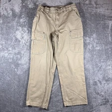 Duluth Trading Pants Mens 36x32 (34x31) Khaki Flex Fire Hose Work Canvas
