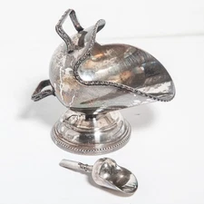 Vintage Silver  Palte Sugar Cellar/Scuttle with silver scoop