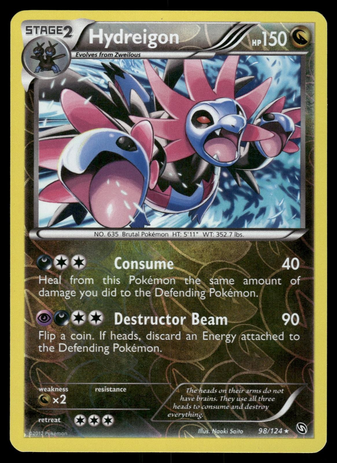 Hydreigon 98/124 Rare Dragons Exalted Pokemon Reverse Holo Moderately Played