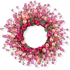 22 Inch Valentines Day Wreath Pink Valentine's Day Wreaths for Front Door Tul...