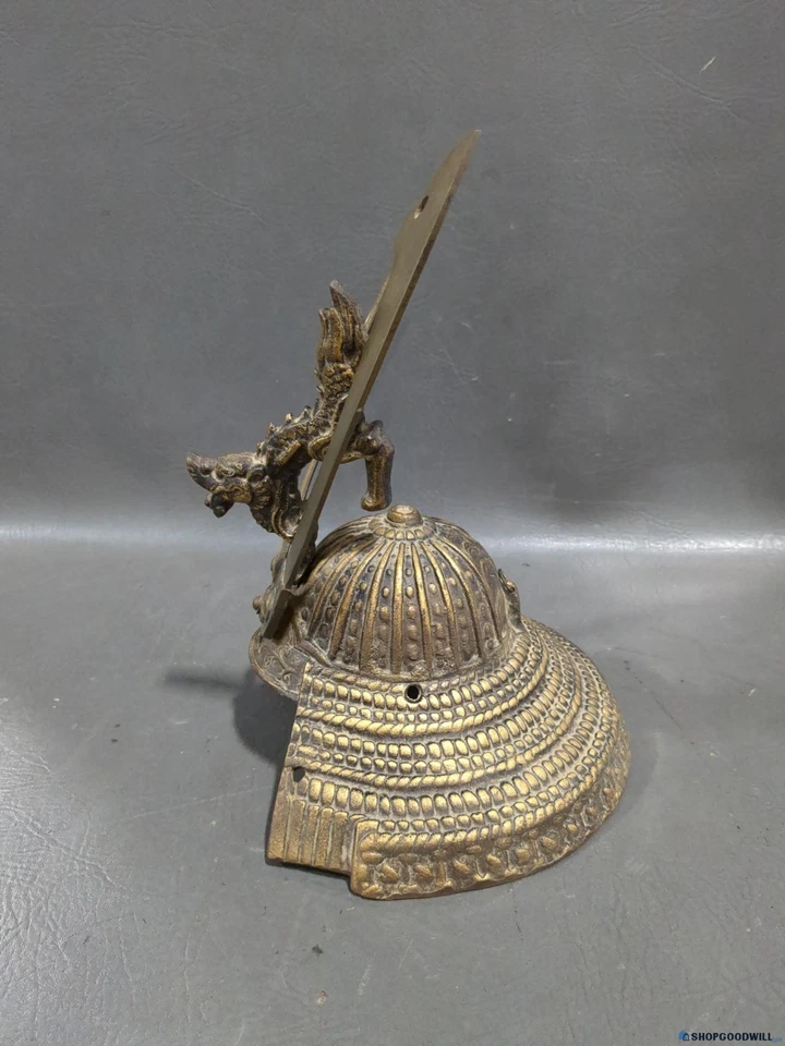 Decoração Kabuto miniatura japonesa vintage com capacete Dragão Samurai H12" - Imagem 4 de 4