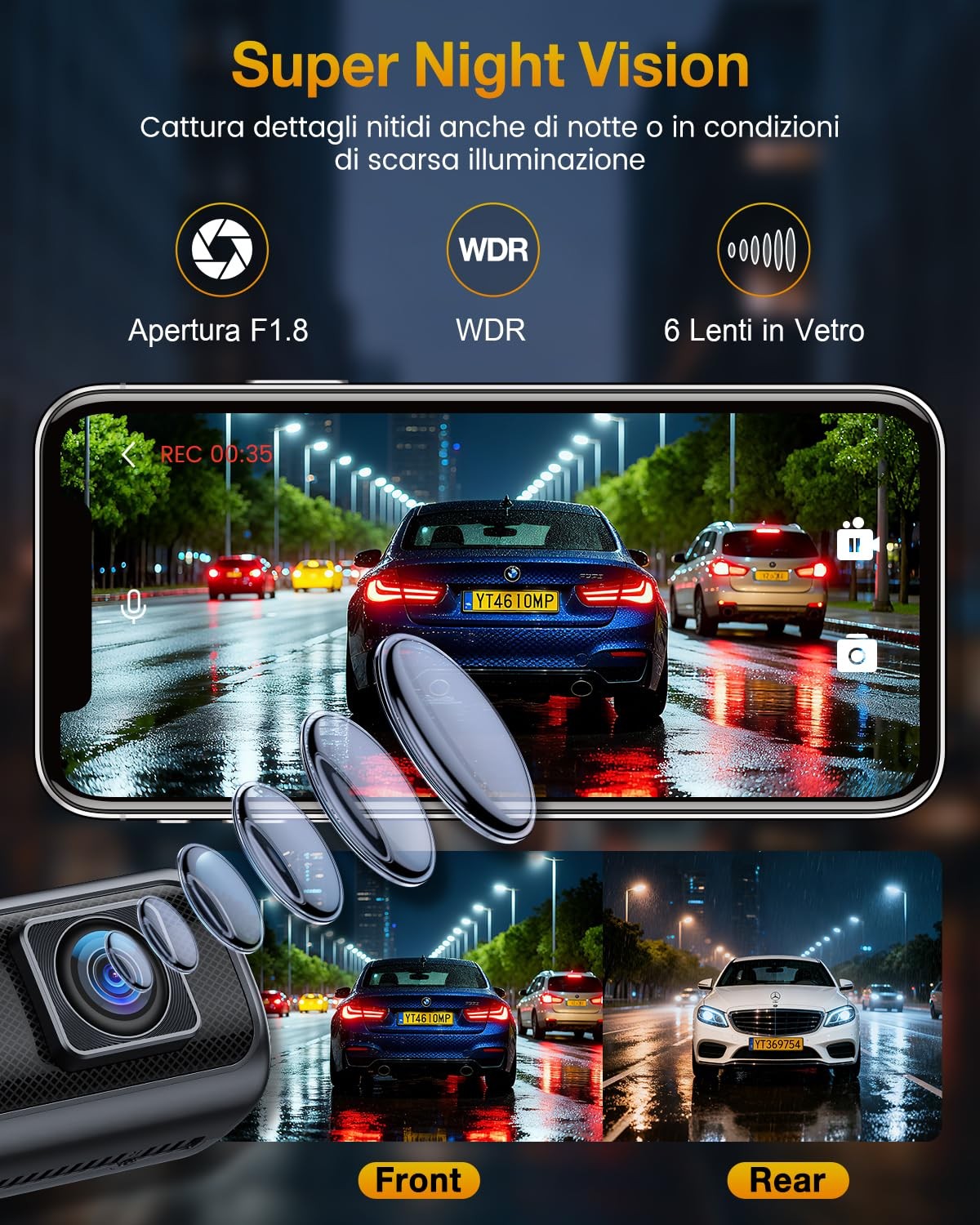 GKU - 4K Dash Cam Auto 5g WIFI Telecamera per Auto con Sd 64G 1.47 Schermo IPS GPS - Miniatura 17