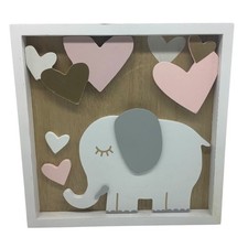 Elephant Hearts Wall Nursey Decor Wood 9.84x9.84in Pink Gray Hobby Lobby NEW