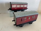 2 HORNBY MECCANO 0 GAUGE O TINPLATE MAROON COACH BRAKE GUARD VAN TO RESTORE