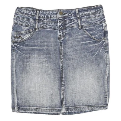 SUBLEVEL Femmes Bleu Jean Mini Coton Mélange Jupe XL Décontracté Style Ajusté - Photo 1/4