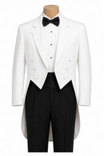 Men's White Tuxedo Tailcoat 6 Button with Satin Notch Lapels