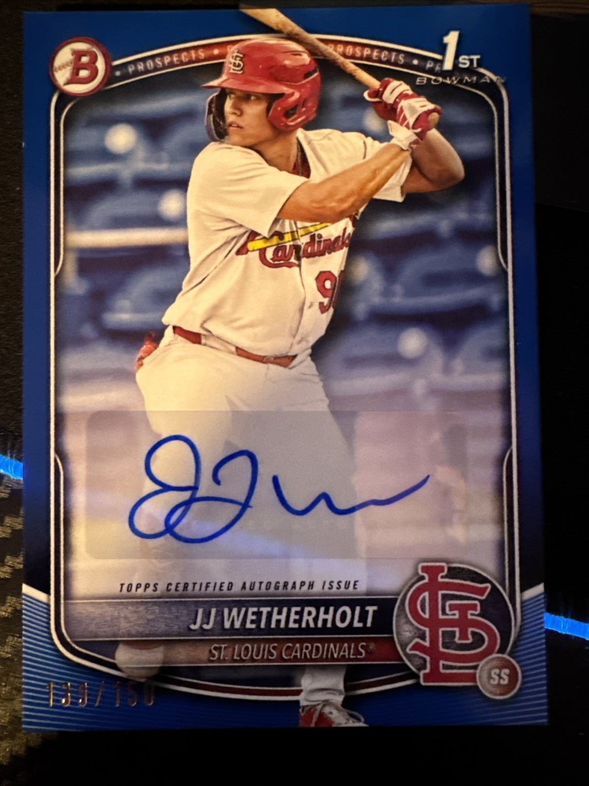 JJ Wetherholt 2025 Bowman #BPA-JW Prospect Auto - Blue /150